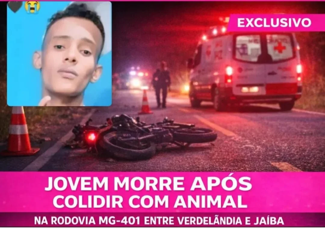 A Polícia Militar de Minas Gerais, por meio de sua 11ª RPM, foi acionada, na madrugada desta segunda-feira (2), a comparecer ao km 83 da MG-401, em Verdelândia, para atender a um acidente de trânsito com óbito. Ao chegar ao local, a guarnição deparou-se com uma equipe do Serviço de Atendimento Móvel de Urgência (Samu) que prestava atendimento a um motociclista, de 18 anos, o qual havia colidido com uma vaca que estava na pista. A motocicleta, uma Honda CG 150 Titan KS, sofreu danos. O motociclista não resistiu aos ferimentos e foi a óbito no local, enquanto o animal ficou ferido. A perícia técnica da Polícia Civil foi acionada e realizou os trabalhos de praxe.