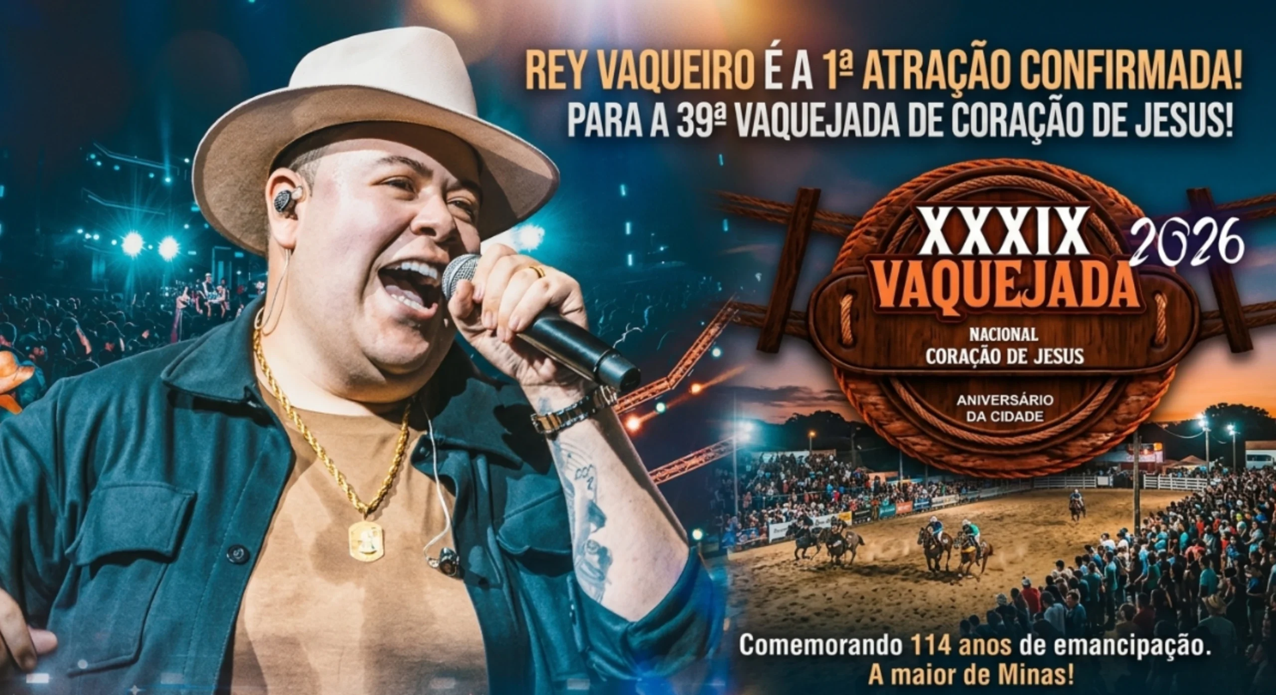 Coração de Jesus celebra 114 anos com a 39ª Vaquejada; Rey Vaqueiro é a primeira atração confirmada