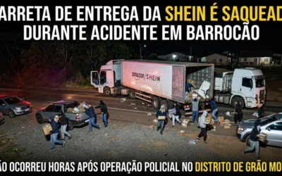 Carga da Shein é saqueada após acidente na zona rural de Grão Mogol GRÃO MOGOL