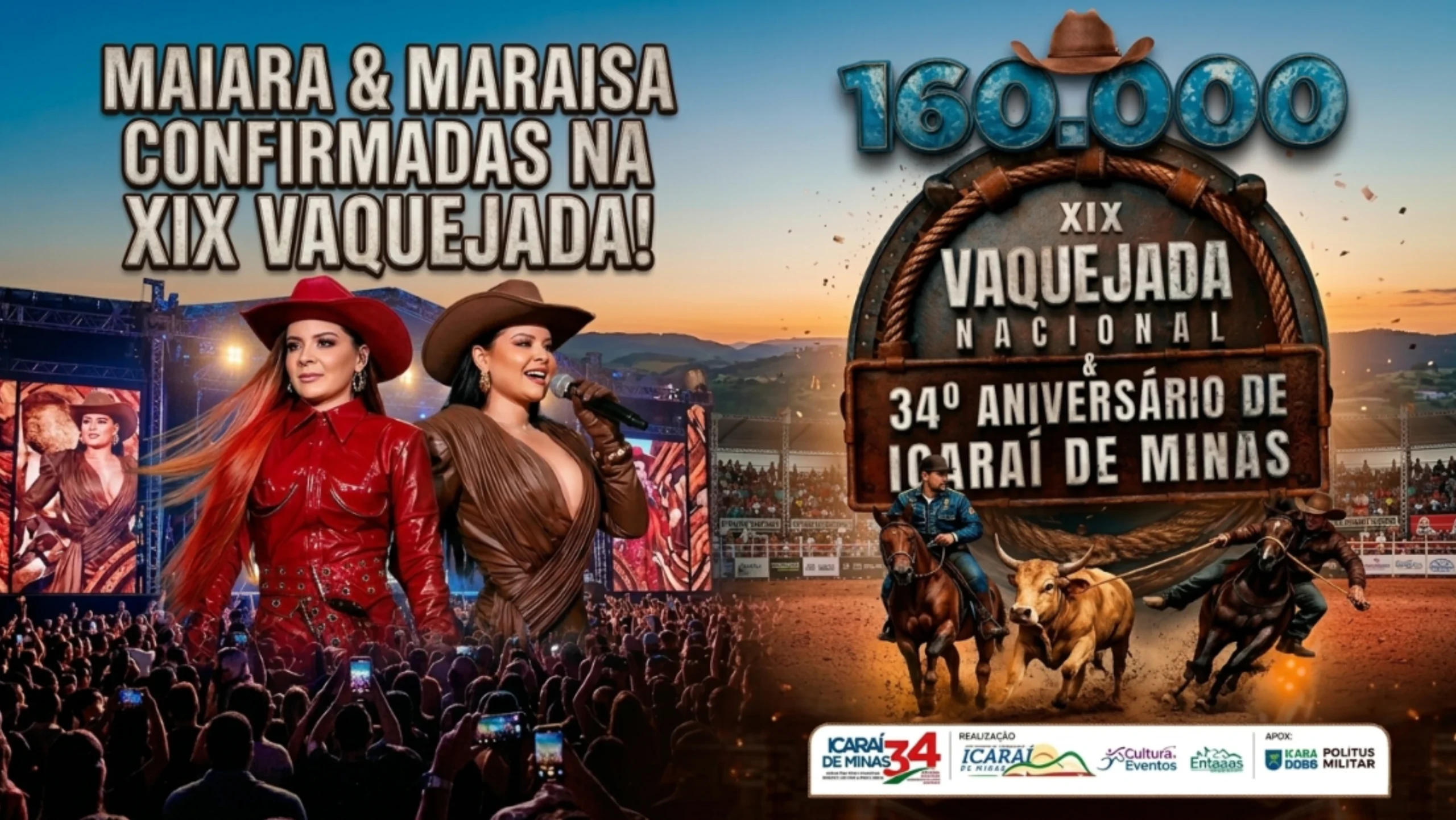 Icaraí de Minas anuncia XIX Vaquejada Nacional com Maiara & Maraisa e premiação de R$ 160 mil