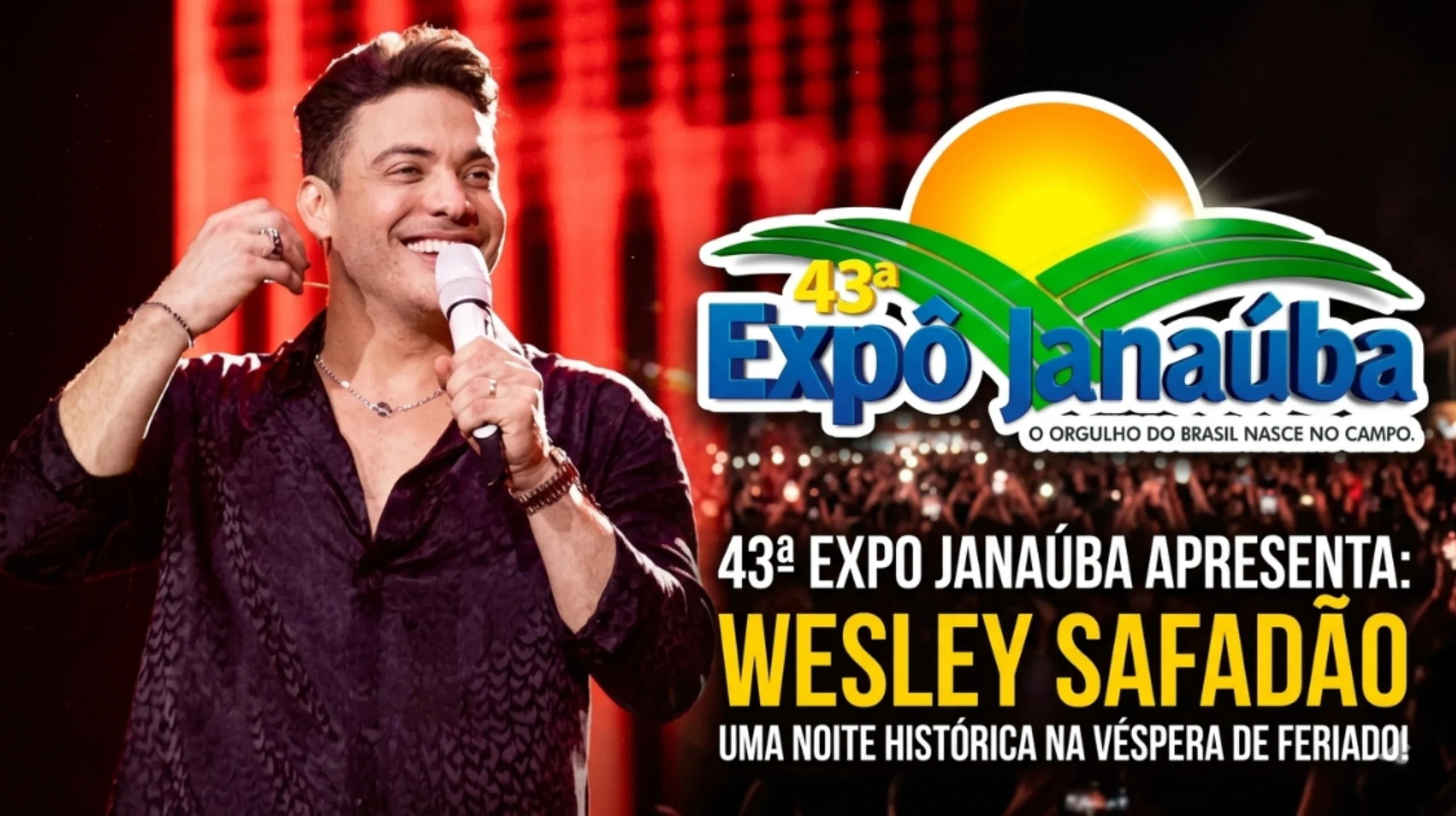 ExpoJanaúba 2026: Wesley Safadão é atração confirmada para noite histórica na véspera de feriado