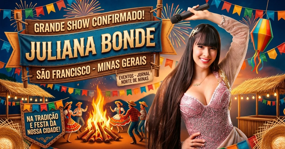 GRANDE SHOW: Juliana Bonde e Bonde do Forró confirmados em São Francisco no dia 30 de maio