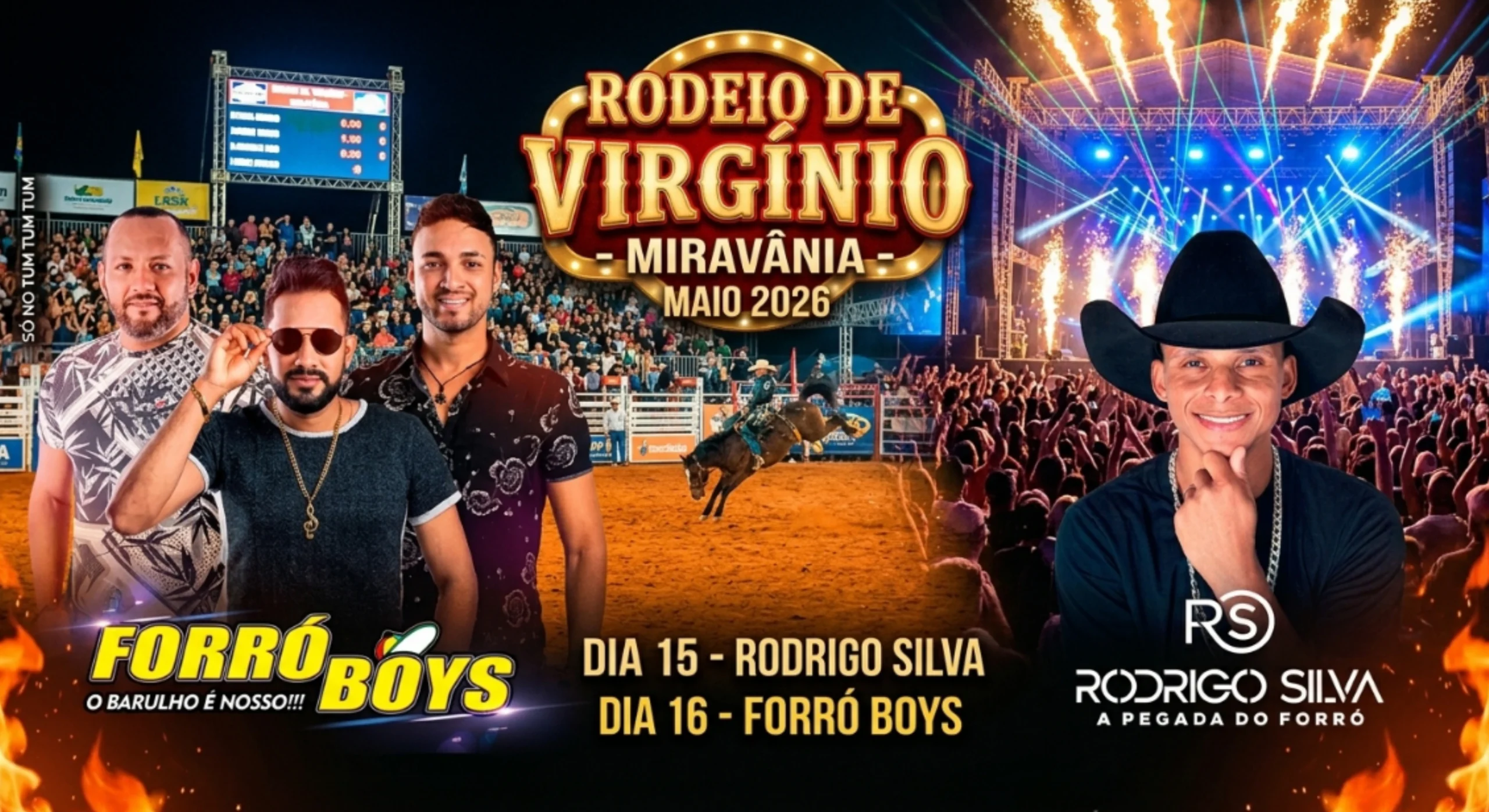 Prepare o coração e as botas: Rodrigo Silva e Forró Boys são as estrelas do Rodeio de Virgínio 2026