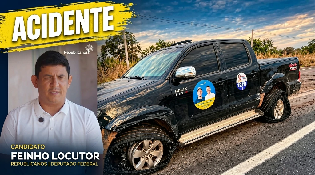 CANDIDATO A DEPUTADO FEDERAL FEINHO LOCUTOR SOFRE ACIDENTE NA BR-135