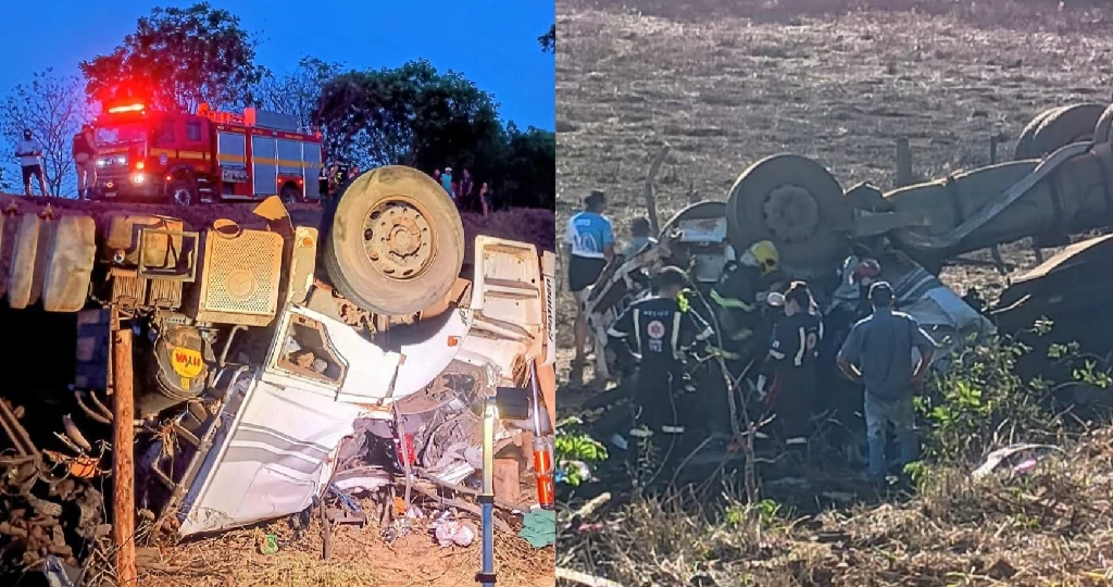 TRAGÉDIA NA RODOVIA: Carreta Tomba em Acesso a Olhos D'Água e Deixa Um Morto