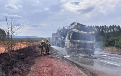 BR-251: Incêndio Consome Veículos Transportados por Caminhão-Cegonha em Grão Mogol